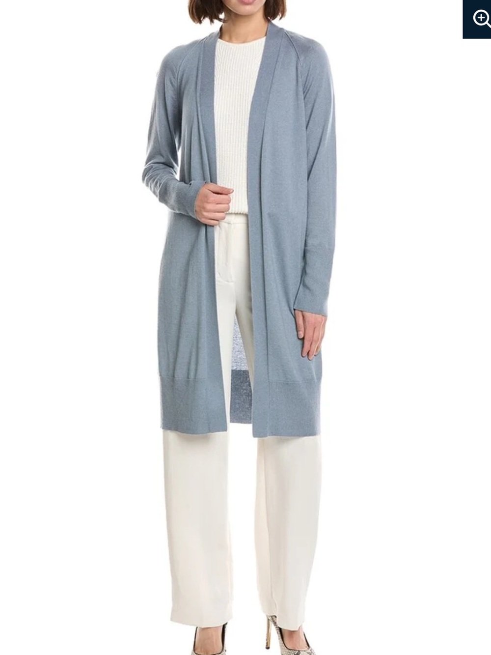 Lafayette 148 New York Womens  Open Front Cashmere & Silk-Blend Cardigan, Blue